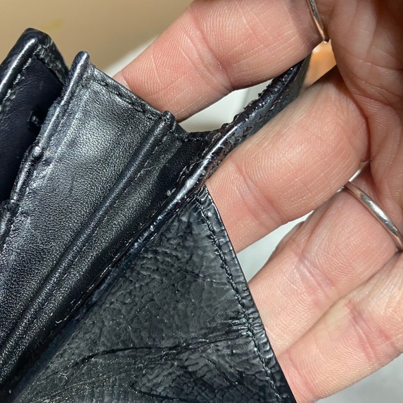 GUC Vintage Coach Signature Pleated Long Wallet Teal/Black - Picture 7 of 8